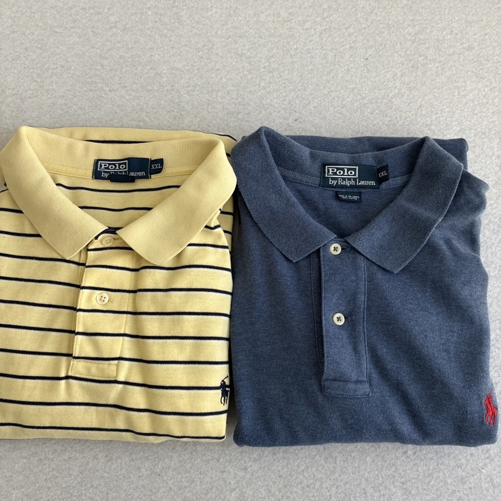 Polo Ralph Lauren Lot of Two Bundle Mens 100% Cotton Soft Polos 2XL XXL Preppy